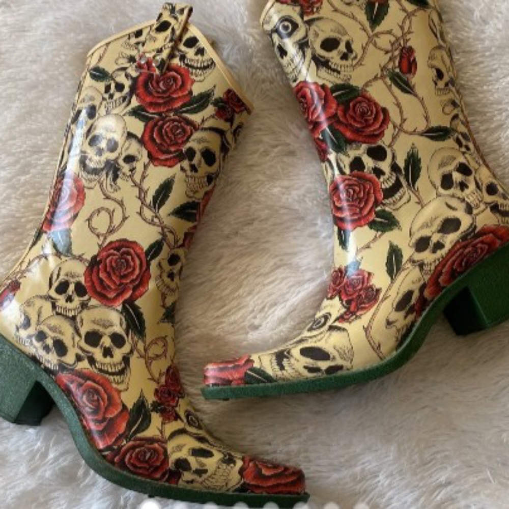 Nomad Skull & Rose Cowgirl Rain Boots
